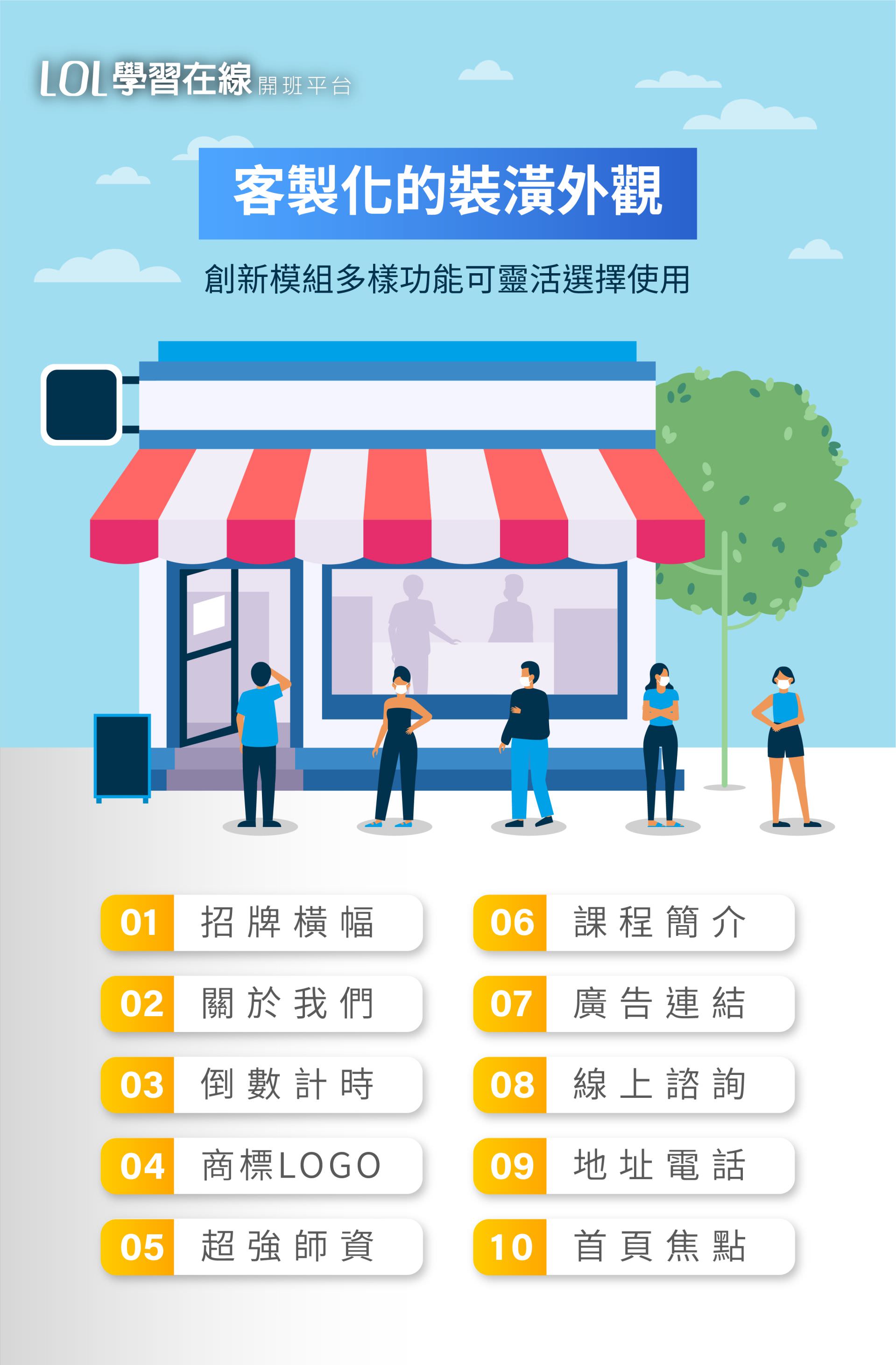 LOL學習在線開班平台擁有客製化的裝潢外觀